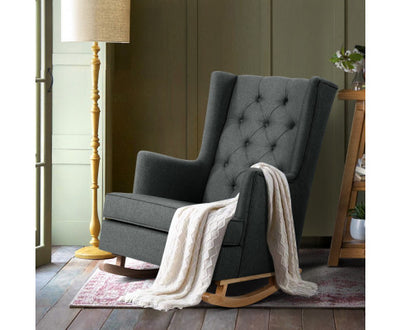 Artiss Rocking Chair Armchair Linen Fabric Charcoal Gaia