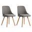 Set of 2 Replica Dining Chairs Beech Wooden Timber Chair Kitchen Fabric Grey