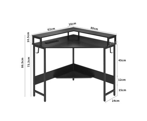 L-Shaped Desk with Built-In Charging Station, Black