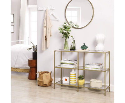 3-Tier Tempered Glass Sofa Table Modern Storage Shelf