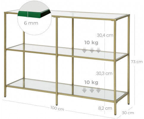 3-Tier Tempered Glass Sofa Table Modern Storage Shelf