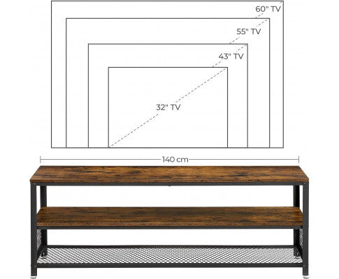 Industrial TV Stand 60 Inches, Rustic Brown