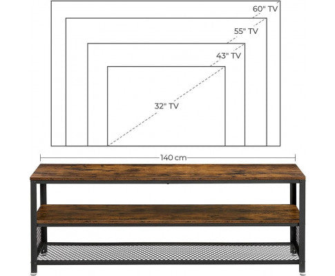 Industrial TV Cabinet Sturdy Wooden Entertainment Unit