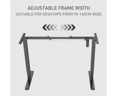 FORTIA Sit/Stand Desk Frame, 58 x 90-135cm, 72-118cm Height Adjustable, 70kg Load, Black