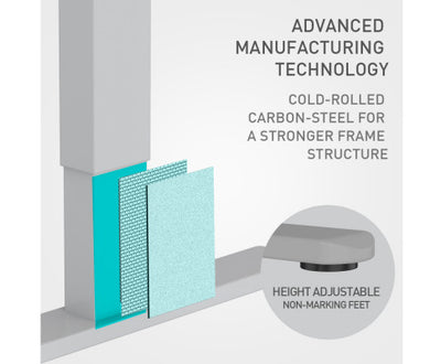FORTIA Single Motor Sit/Stand Desk Frame, 58 x 90-135cm, 72-118cm Height Adjustable, 70kg Load, Silver