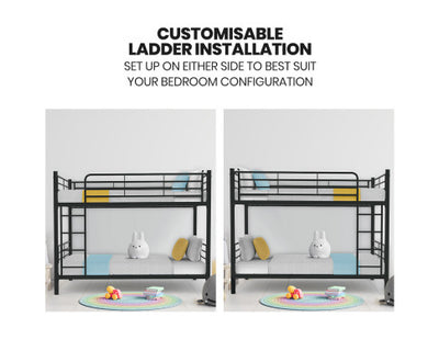 Kingston Slumber 2in1 King Single Metal Bunk Bed Frame, with Modular Design, Dark Matte Grey