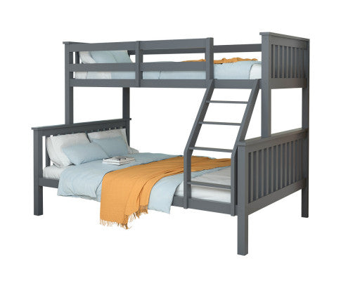 KINGSTON 2in1 Single on Double Bunk Bed Kids Solid Wood Timber Loft Furniture Slats, Grey