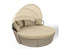 LONDON RATTAN 3pc Day Bed Round Lounge Outdoor Furniture, Beige Wicker and Canopy