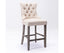 6X Velvet Bar Stools with Studs Trim Wooden Legs Tufted Dining Chairs Kitchen