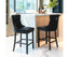 6X Velvet Bar Stools with Studs Trim Wooden Legs Tufted Dining Chairs Kitchen