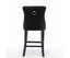 6X Velvet Bar Stools with Studs Trim Wooden Legs Tufted Dining Chairs Kitchen