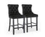 6X Velvet Bar Stools with Studs Trim Wooden Legs Tufted Dining Chairs Kitchen