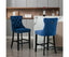 6X Velvet Bar Stools with Studs Trim Wooden Legs Tufted Dining Chairs Kitchen