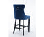 6X Velvet Bar Stools with Studs Trim Wooden Legs Tufted Dining Chairs Kitchen