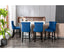 6X Velvet Bar Stools with Studs Trim Wooden Legs Tufted Dining Chairs Kitchen