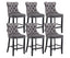 6X Velvet Bar Stools with Studs Trim Wooden Legs Tufted Dining Chairs Kitchen