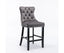 6X Velvet Bar Stools with Studs Trim Wooden Legs Tufted Dining Chairs Kitchen