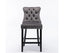 6X Velvet Bar Stools with Studs Trim Wooden Legs Tufted Dining Chairs Kitchen