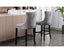 6X Velvet Bar Stools with Studs Trim Wooden Legs Tufted Dining Chairs Kitchen