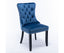 2x Velvet Dining Chairs Upholstered Tufted Kithcen Chair with Solid Wood Legs Stud Trim and Ring-Blue