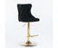 2x Height Adjustable Swivel Bar Stool Velvet Studs Barstool with Footrest and Golden Base- Black