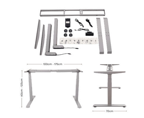 EKKIO Adjustable Desk Riser Frame - Two Leg Stand (Grey) EK-DRF-101-NT