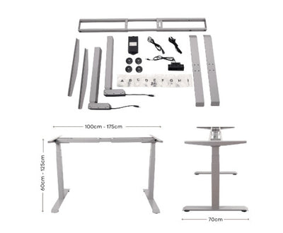 EKKIO Adjustable Desk Riser Frame - Two Leg Stand (Grey) EK-DRF-101-NT