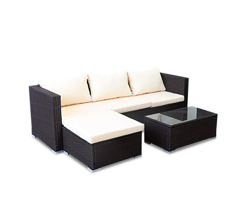 Sarantino 5pc Modular Outdoor Lounge Set PE Rattan - Brown