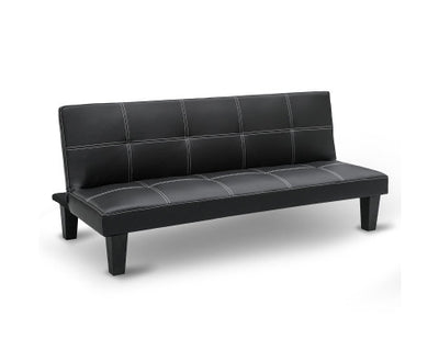 Sarantino 2 Seater Modular Faux Leather Fabric Sofa Bed Couch - Black