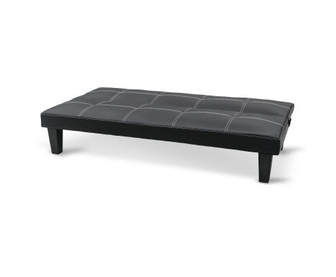 Sarantino 2 Seater Modular Faux Leather Fabric Sofa Bed Couch - Black