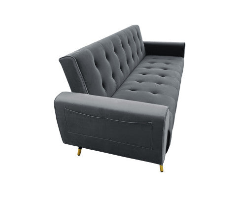 Sarantino Ava 3-seater Tufted Velvet Sofa Bed By Sarantino - Dark Grey