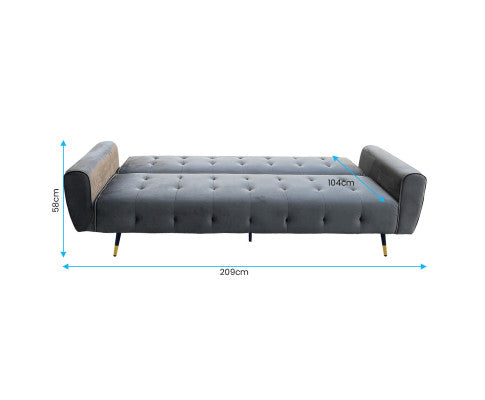 Sarantino Ava 3-seater Tufted Velvet Sofa Bed By Sarantino - Dark Grey