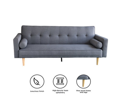 Sarantino Madison Sofa Bed Lounge Couch Futon Furniture Home Dark Grey Linen Suite