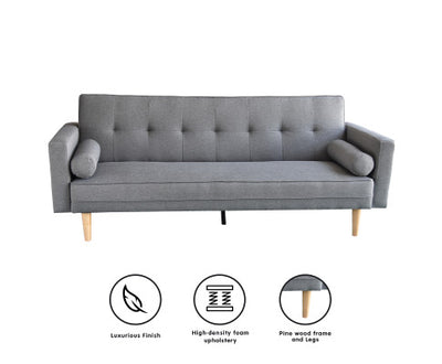 Sarantino Madison Sofa Bed Lounge Couch Futon Furniture Home Light Grey Linen Suite