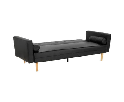 Sarantino Madison Faux Leather Sofa Bed Lounge Couch Futon Furniture Home Suite - Black