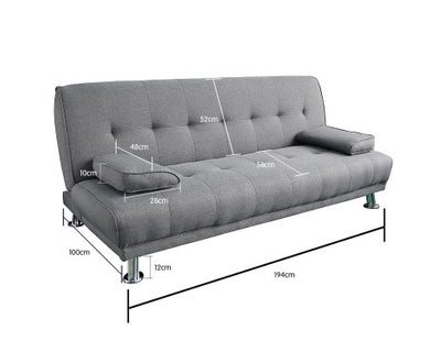 Sarantino Manhattan Sofa Bed Lounge Couch Futon Furniture Home Light Grey Linen Suite