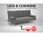 Sarantino Rochester Linen Fabric Sofa Bed Lounge Couch Futon Furniture Suite - Dark Grey