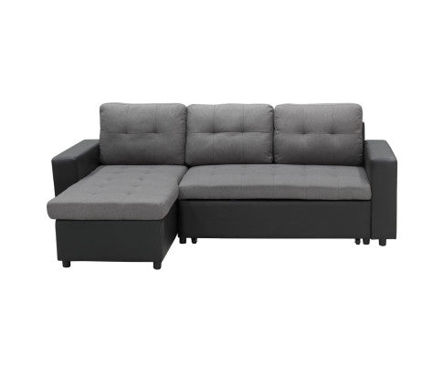 Sarantino Corner Sofa Linen Lounge Couch L-shaped Modular Furniture Home Chaise Grey