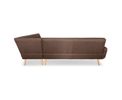 Sarantino Faux Linen Corner Wooden Sofa Lounge L-shaped with Chaise - Brown