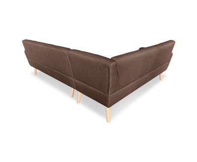 Sarantino Faux Linen Corner Wooden Sofa Lounge L-shaped with Chaise - Brown