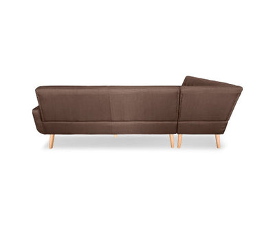 Sarantino Faux Linen Corner Wooden Sofa Lounge L-shaped Futon with Chaise - Brown