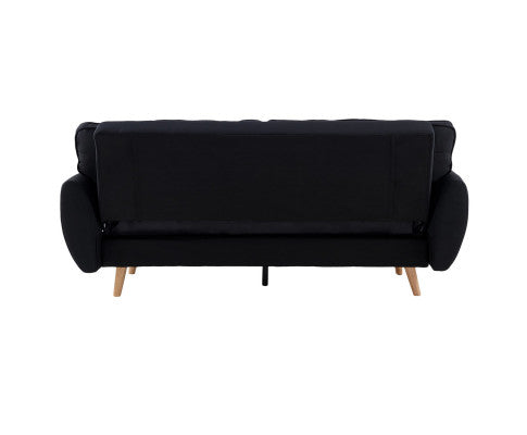 Sarantino 3 Seater Modular Linen Fabric Sofa Bed Couch Futon Suite - Black