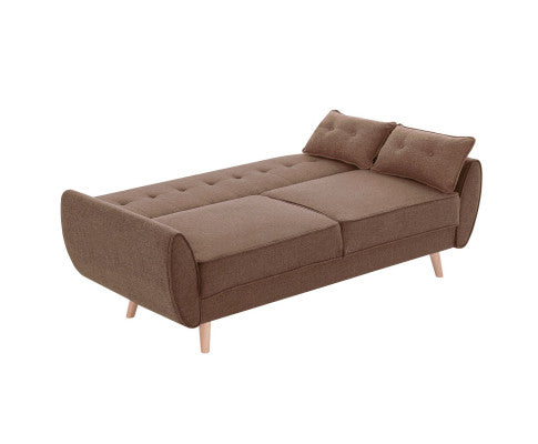 Sarantino 3 Seater Modular Linen Fabric Sofa Bed Couch Futon Suite - Brown