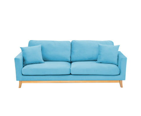 Sarantino 3 Seater Faux Velvet Wooden Sofa Bed Couch Furniture - Blue