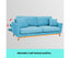 Sarantino 3 Seater Faux Velvet Wooden Sofa Bed Couch Furniture - Blue