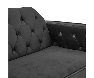 Sarantino Faux Velvet Tufted Sofa Bed Couch Futon - Black