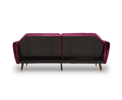 Sarantino Faux Velvet Tufted Sofa Bed Couch Futon - Burgundy