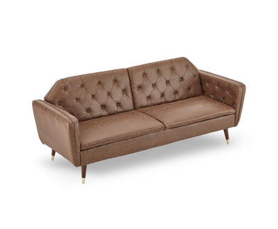 Sarantino Faux Velvet Tufted Sofa Bed Couch Futon - Brown