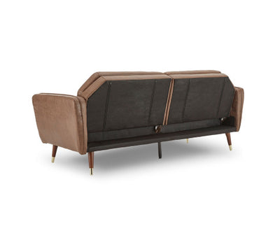 Sarantino Faux Velvet Tufted Sofa Bed Couch Futon - Brown