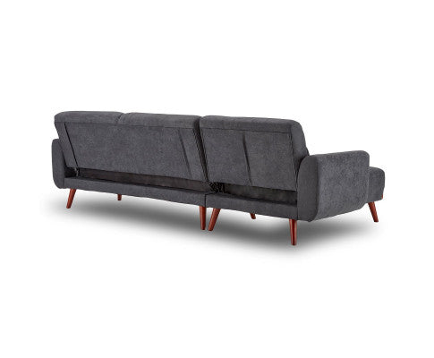 Sarantino Faux Velvet Sofa Bed Couch Lounge Chaise Cushions Dark Grey